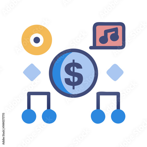 Music industry revenue streams and royalties illustration