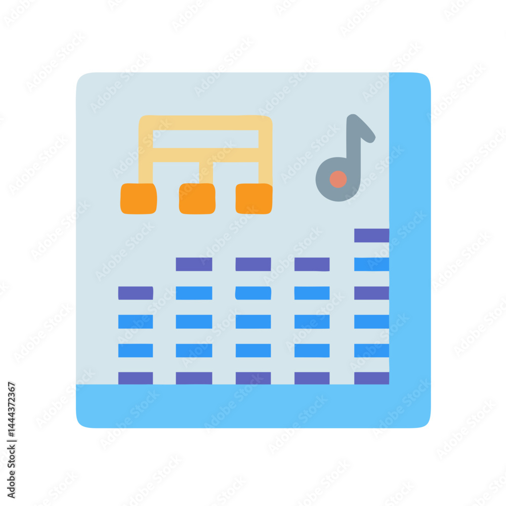 Music Visualization Icon with Data Chart and Note Music Visualization Icon with Data Chart and Note
