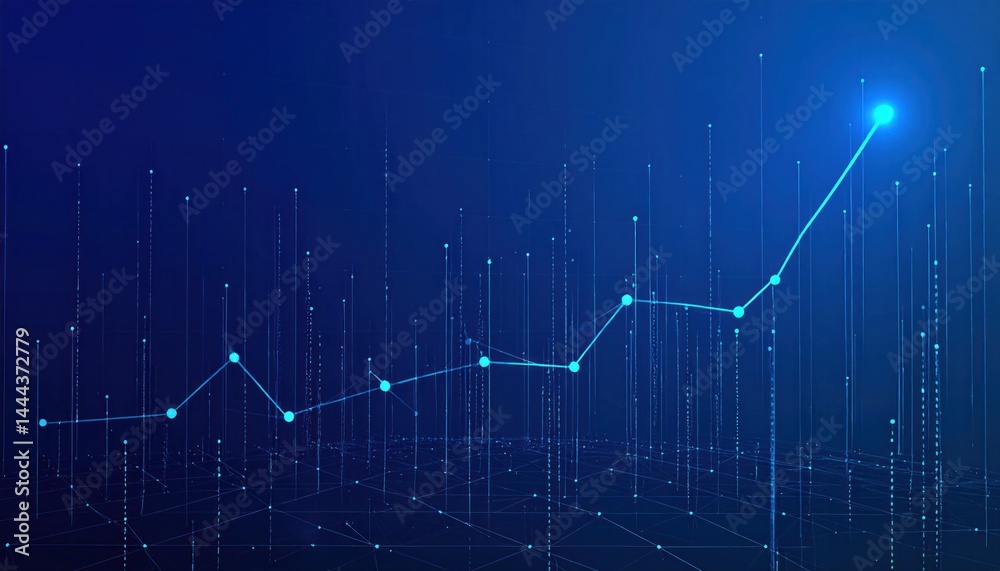 Fototapeta premium Abstract Blue Data Growth Chart Background