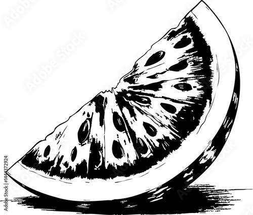 Refreshing summer watermelon slice outdoor picnic food illustration bright environment close-up view fun concept