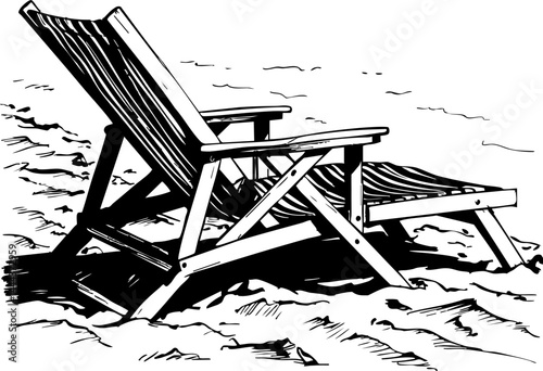 Relaxing summer vibes empty beach chair on sandy shore coastal scene serene environment tranquil viewpoint