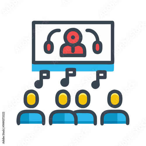 Online Music Concert Icon, Virtual Event Illustration