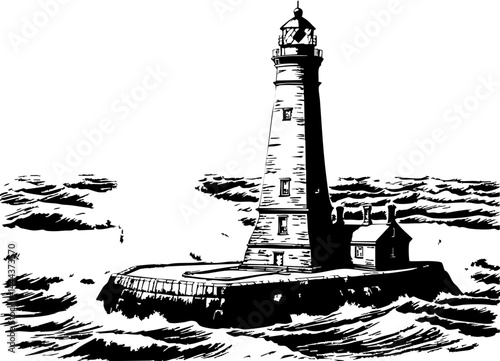 Summer lighthouse adventure coastal waters illustrative oceanic view maritime concept