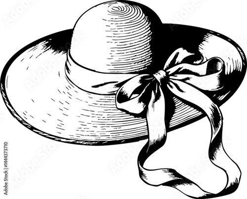 Summer fashion accessories beach illustration seasonal top-down sun protection hat