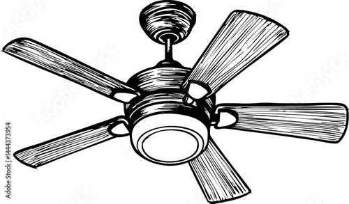 Summer home comfort indoor ceiling fan illustration cozy environment artistic perspective cool breeze concept