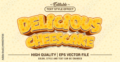 Editable text style effect - Delicious Cheescake text style theme. Vector text style illustration template.