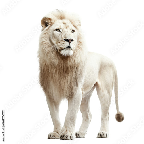 white lion looking isolated on white