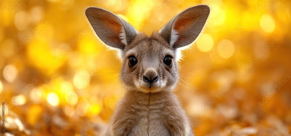 Adorable Baby Kangaroo in Autumnal Setting