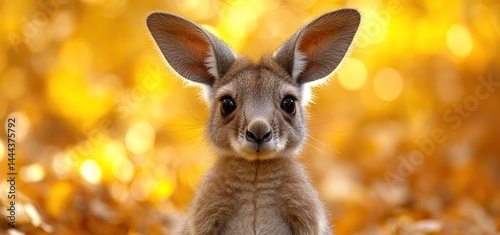 Obraz na płótnie Adorable Baby Kangaroo in Autumnal Setting w salonie