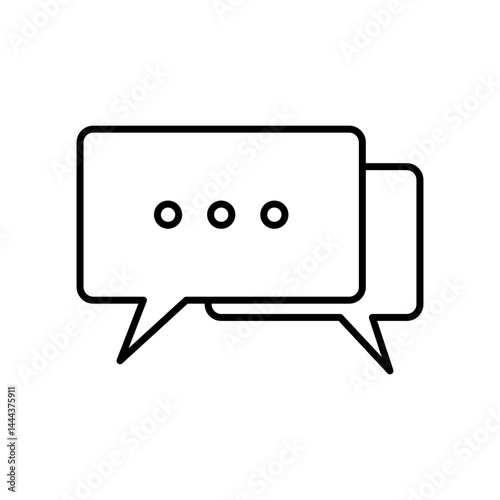 Dialogue Icon: Two speech bubbles are portrayed in a clean, minimalistic black-and-white line art, conveying the universal concept of conversation.
