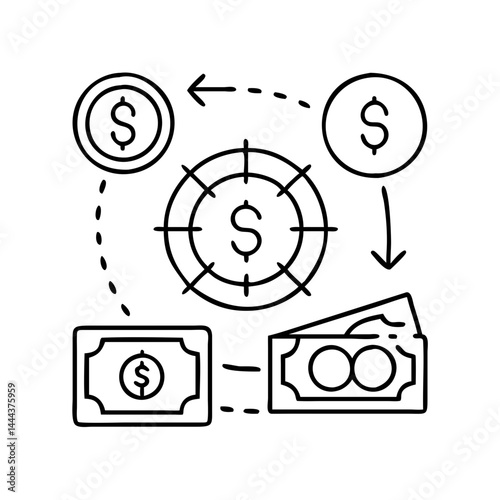 monetary policy icon, monetary policy line art - simple line art of monetary policy, perfect for monetary policy logos and icons