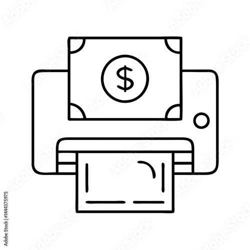 money printing icon, money printing line art - simple line art of money printing, perfect for money printing logos and icons