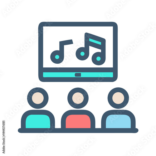 Online Music Lesson or Musical Webinar Icon Concept