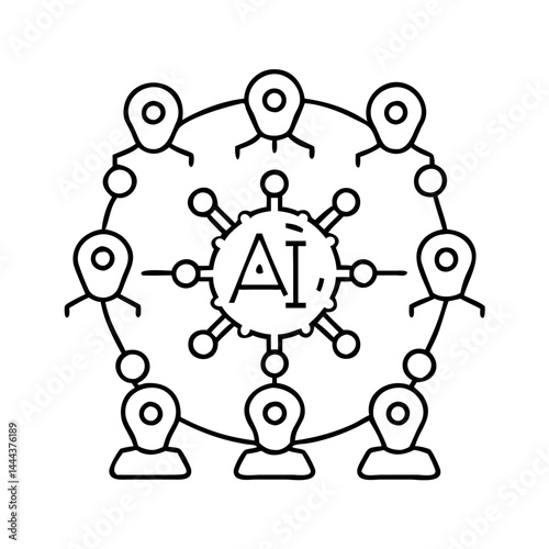 multi agent ai icon, multi agent ai line art - simple line art of multi agent ai, perfect for multi agent ai logos and icons