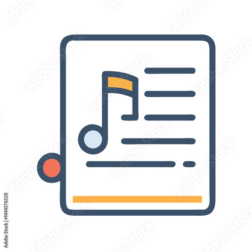 Sheet music icon illustration, melody, song, tune vector