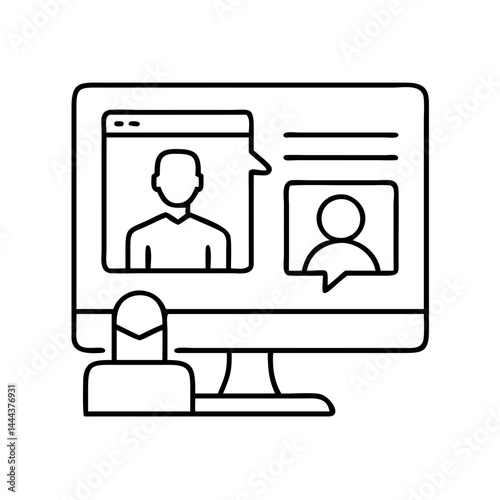 online class icon, online class line art - simple line art of online class, perfect for online class logos and icons