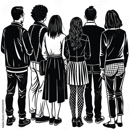 Young Adults Standing Together Illustration