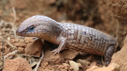 Shingleback Skink Close-Up: Australian Reptile Portrait photo