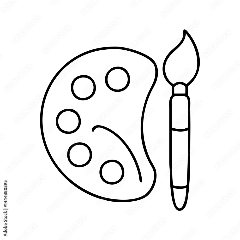Obraz premium paintbrush and palette icon, paintbrush and palette line art - simple line art of paintbrush and palette, perfect for paintbrush and palette logos and icons
