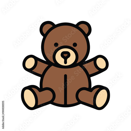 teddy bear doll toy engraving black and white outline