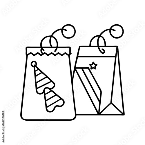 party favor bags icon, party favor bags line art - simple line art of party favor bags, perfect for party favor bags logos and icons
