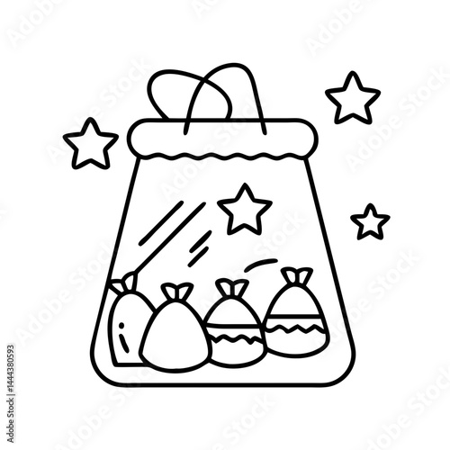party favor bags icon, party favor bags line art - simple line art of party favor bags, perfect for party favor bags logos and icons