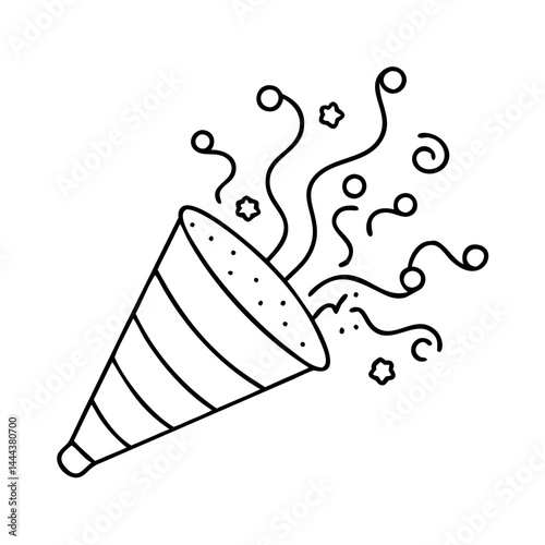 party popper icon, party popper line art - simple line art of party popper, perfect for party popper logos and icons