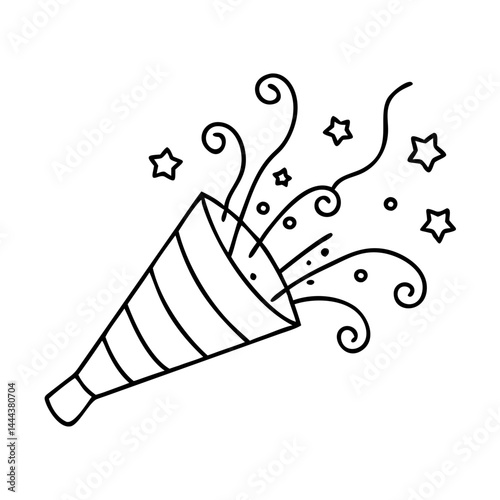 party popper icon, party popper line art - simple line art of party popper, perfect for party popper logos and icons