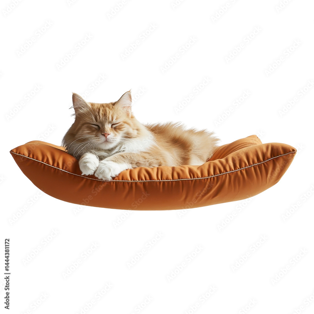 Floating pet bed in the air, unique and creative, isolated on a white background. cutout png