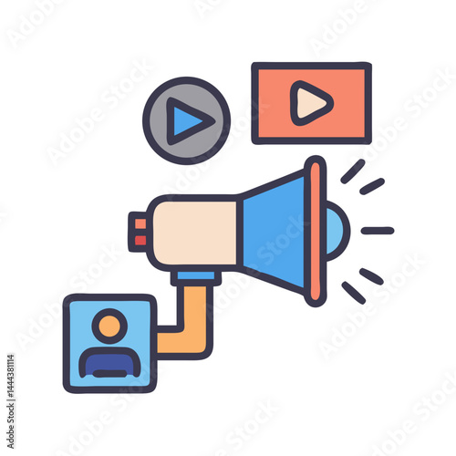 Effective video marketing with a megaphone, promotion concept
