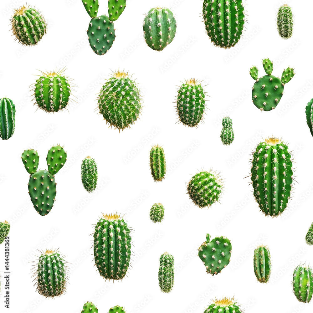 Flat style, seamless pattern of cacti, minimalist design, isolated on a white background. cutout png Flat style, seamless pattern of cacti, minimalist design, isolated on a white background. cutout png