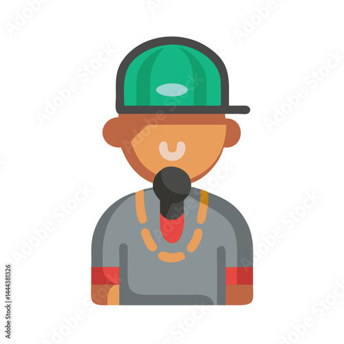 Rapper Cartoon Icon Illustration on Black Background