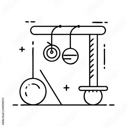 physics experiment icon, physics experiment line art - simple line art of physics experiment, perfect for physics experiment logos and icons