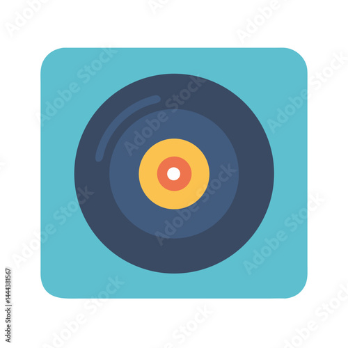 Turquoise music record with navy and golden rings