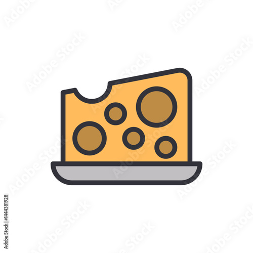 Cheese colored icons, minimalist vector illustration ,simple transparent graphic element .Isolated on white background