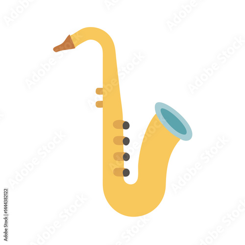 Cartoon Saxophone Illustration on Black Background, Music Instrument