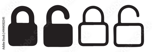 Black lock icon set. Lock icon symbol collection. Vector illustration eps 10