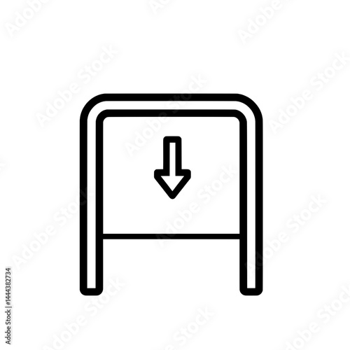 U-shaped directional icon with downward arrow indicating entrance or submission action