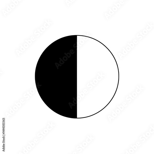 Half-filled black and white circle icon representing duality, balance, or opposition