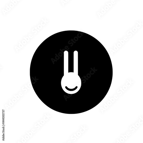 Minimal black and white bunny face icon with drooping ears representing cute or animal-themed design.