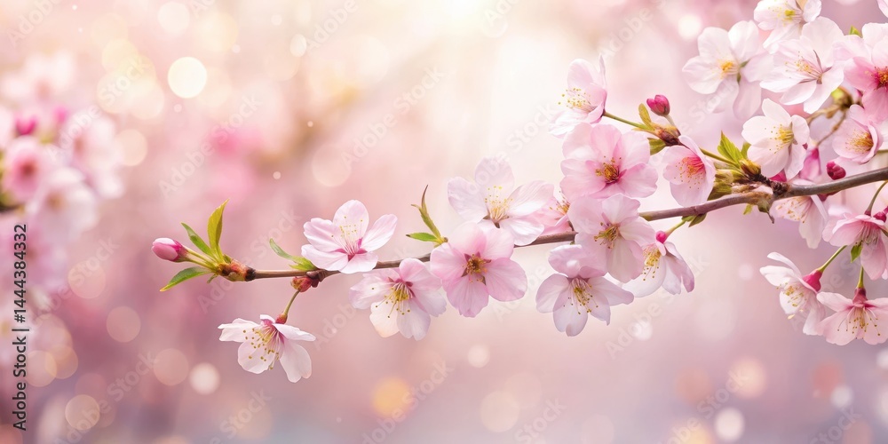 Softly blooming cherry blossoms on a light pink floral background with delicate pastel hues and gentle ripples, evoking a sense of springtime serenity, pastel colors, floral background Softly blooming cherry blossoms on a light pink floral background with delicate pastel hues and gentle ripples, evoking a sense of springtime serenity, pastel colors, floral background