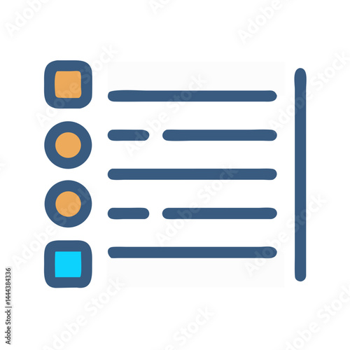 Checklist Icon with Boxes and Lines on Black