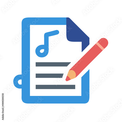 Music Sheet and Pencil Flat Vector Illustration Design