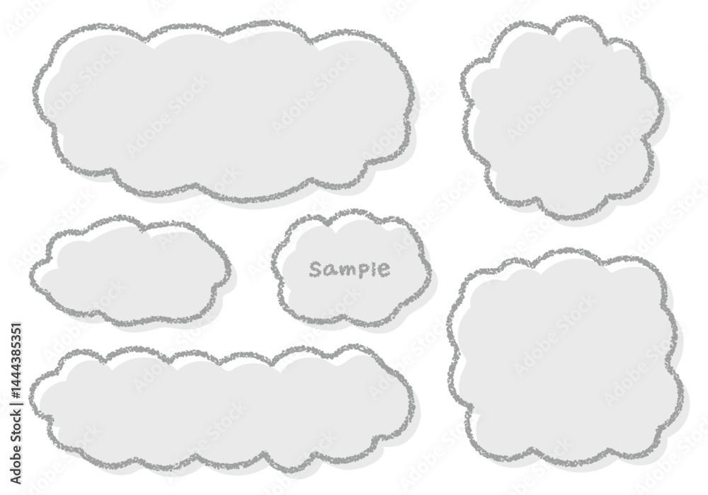 手描きのクレヨン素材 ラフな形のフレームセット 手描きのクレヨン素材 ラフな形のフレームセット