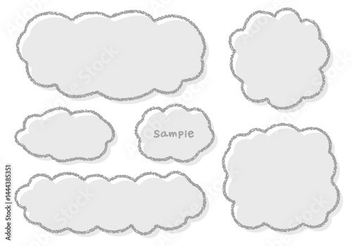 手描きのクレヨン素材　ラフな形のフレームセット