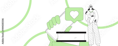 Check-in character flat vector concept operation hand-drawn illustration
