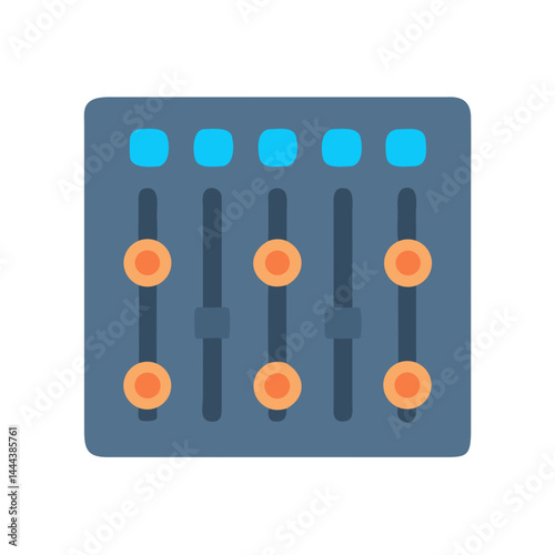 Modern Audio Equalizer Panel, Blue and Orange Icon