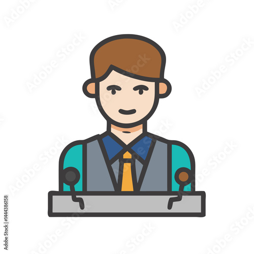 Speaker Icon, Businessman or Politician, Public Speaking, Illustration