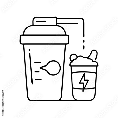 protein shake icon, protein shake line art - simple line art of protein shake, perfect for protein shake logos and icons