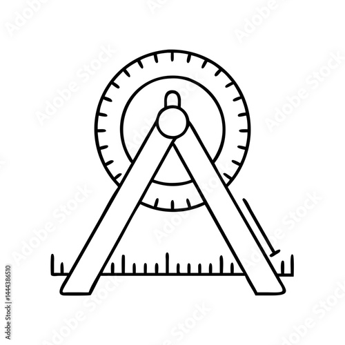 protractor icon, protractor line art - simple line art of protractor, perfect for protractor logos and icons